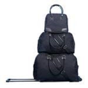 GNBI 3-Piece Luggage Set (Rolling Duffel, Tote Bag and Toiletry Bag), Black